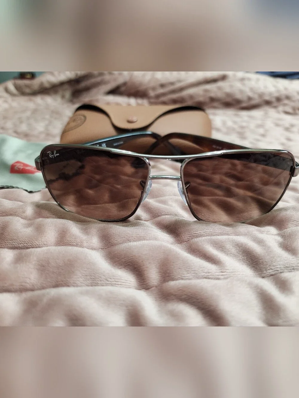 Ray-Ban Square Metal Glasses - Polished Gunmetal with Tortoise Temples